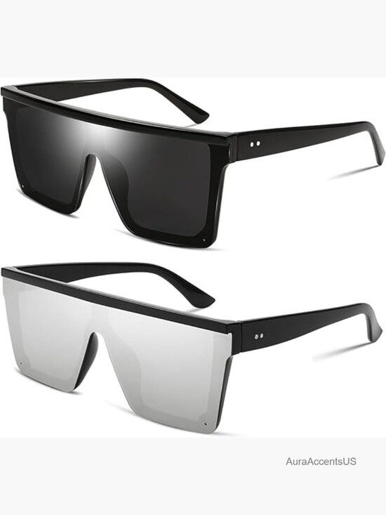 Oversized Flat Top Square Sunglasses UV400 Protection for Women Men